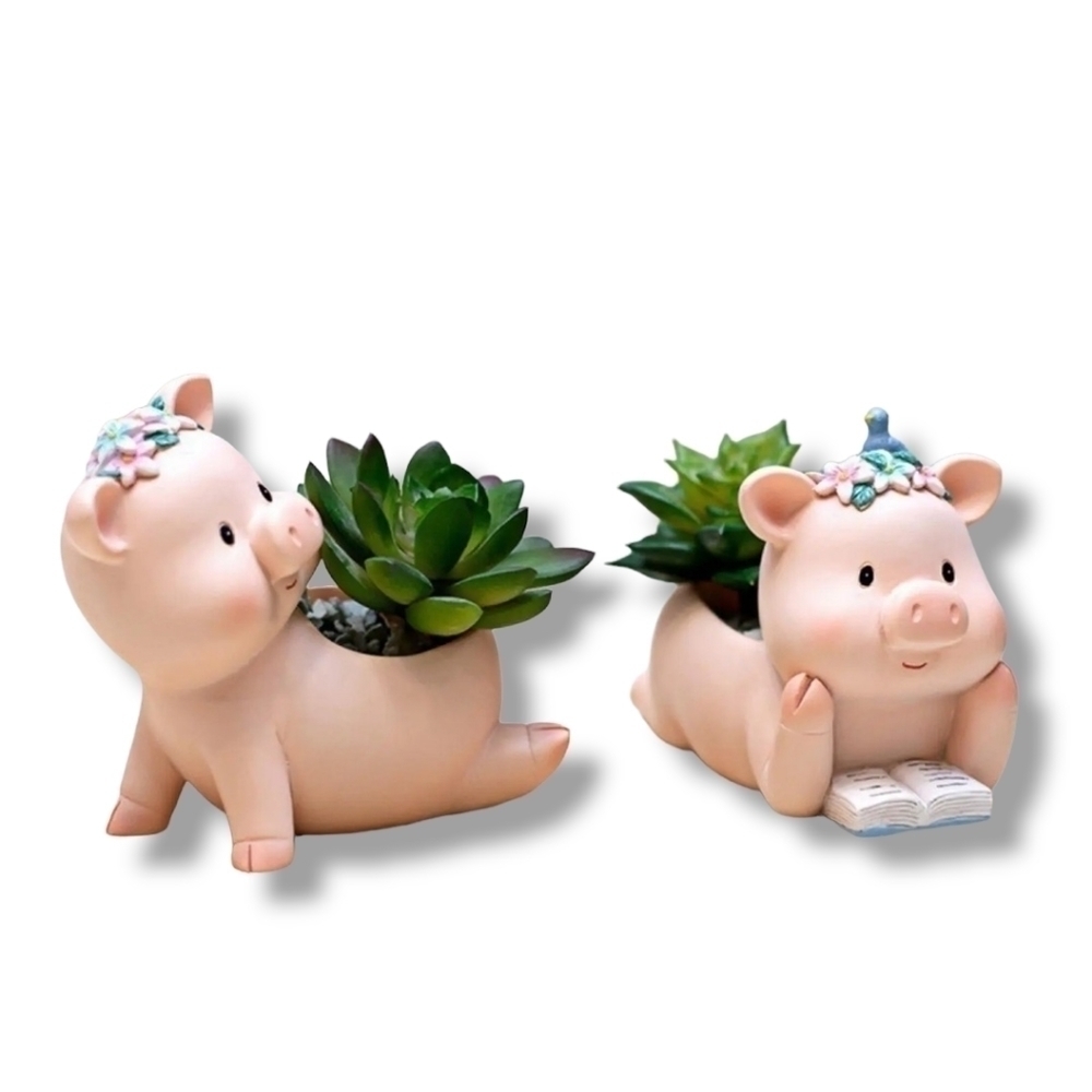 SUCCULENT Planters Pig Shaped Flower Pots Set Of 3   NWOT